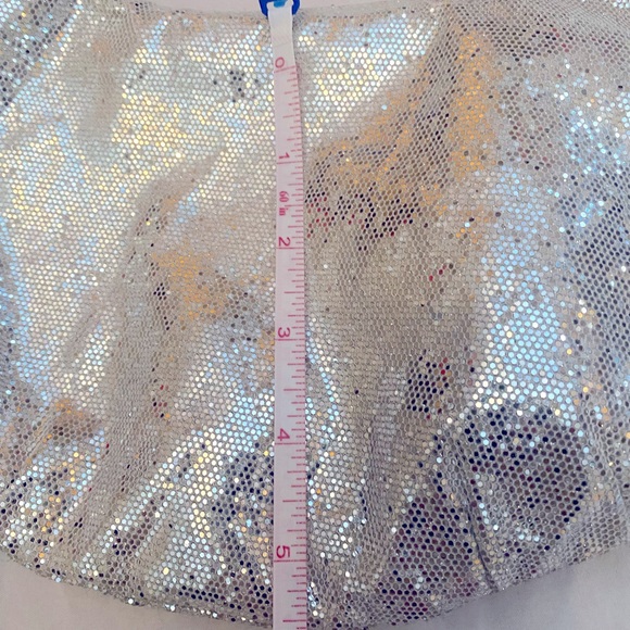 2/$20 or Free with $35+ Bundle Silver Glitter Metallic Clutch Purse Hobo Handbag - Picture 2 of 6